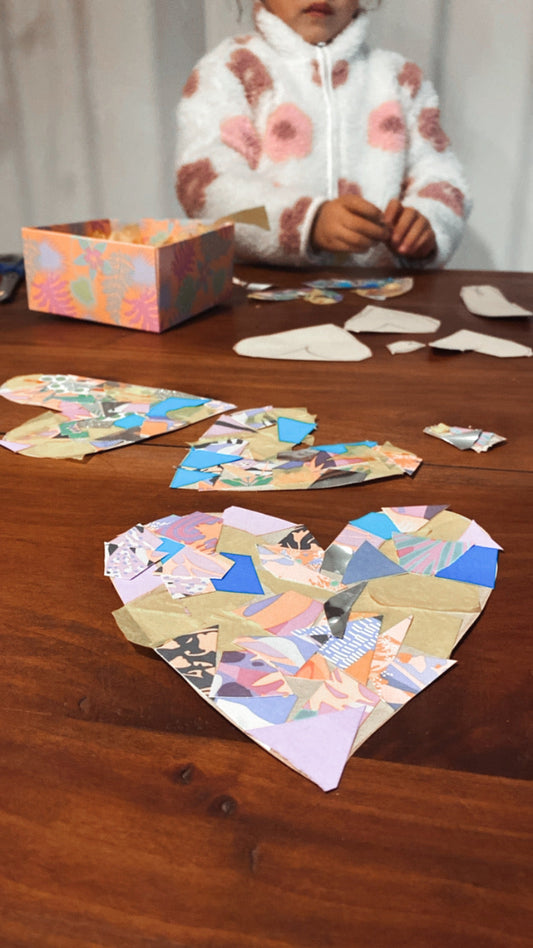Corazones de Collage para hacer con niñ@s con recortes de Adagio