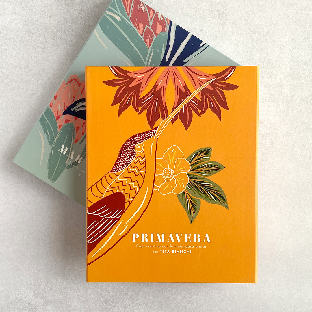 Kit Cajas con láminas para pintar modelos Primavera + Mar Botánico