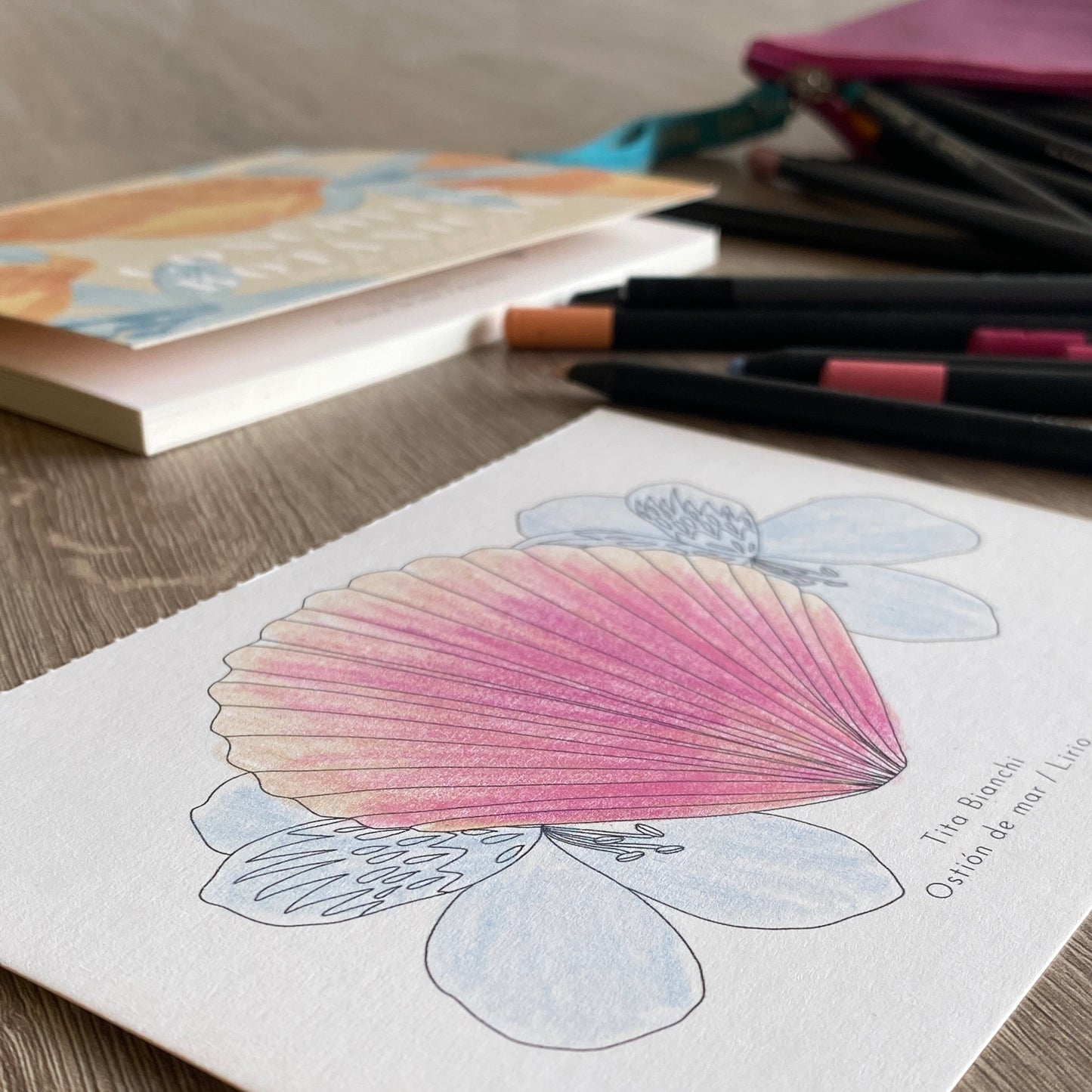 pintar con lápices de colores y lápices de palo, libro para pintar con motivos marinos