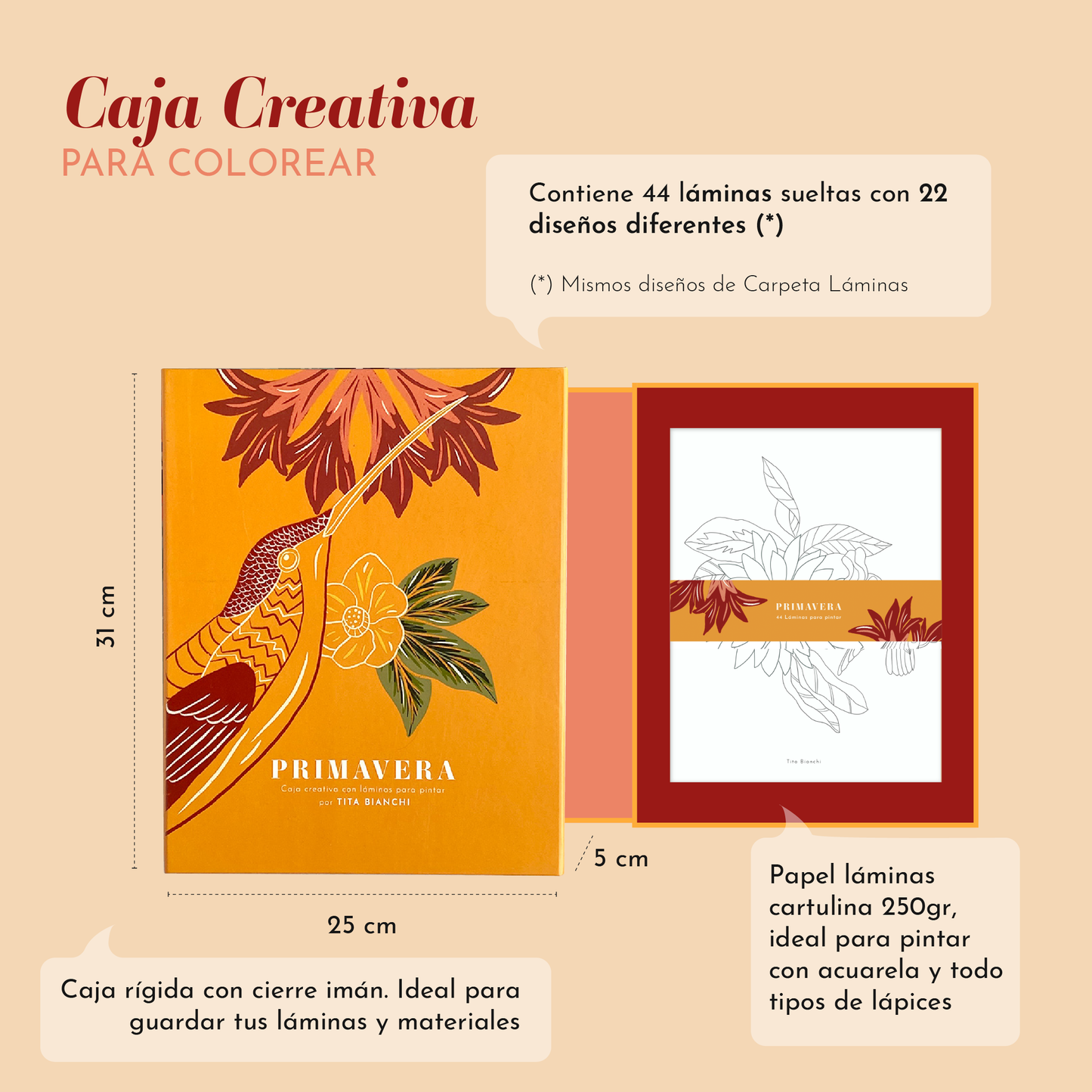 Caja Creativa Primavera con 44 láminas para pintar