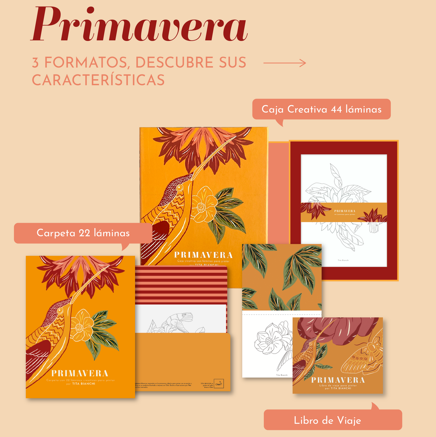 Caja Creativa Primavera con 44 láminas para pintar
