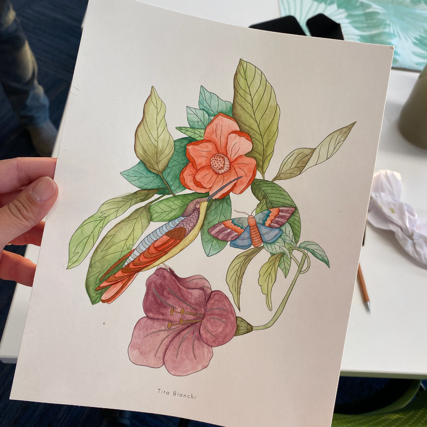 taller de acuarela donde aprenderás a pintar en acuarela sobre láminas con ilustraciones ya listas, no necesitas saber dibujar, Tita Bianchi