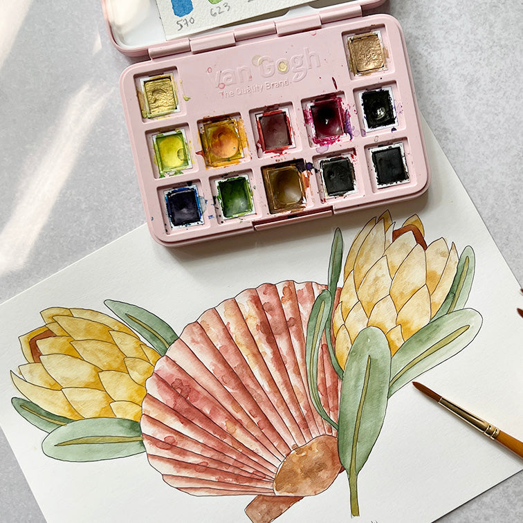 Acuarela en pastillas Van Gogh "Floral Pocket" Set 12 colores