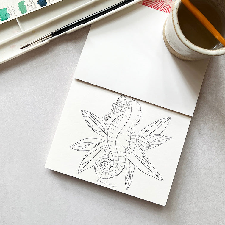 Libros para pintar inspirados en la naturaleza, tamaño pocket ideal para viaje, tita bianchi, pintar con acuarela y lápices
