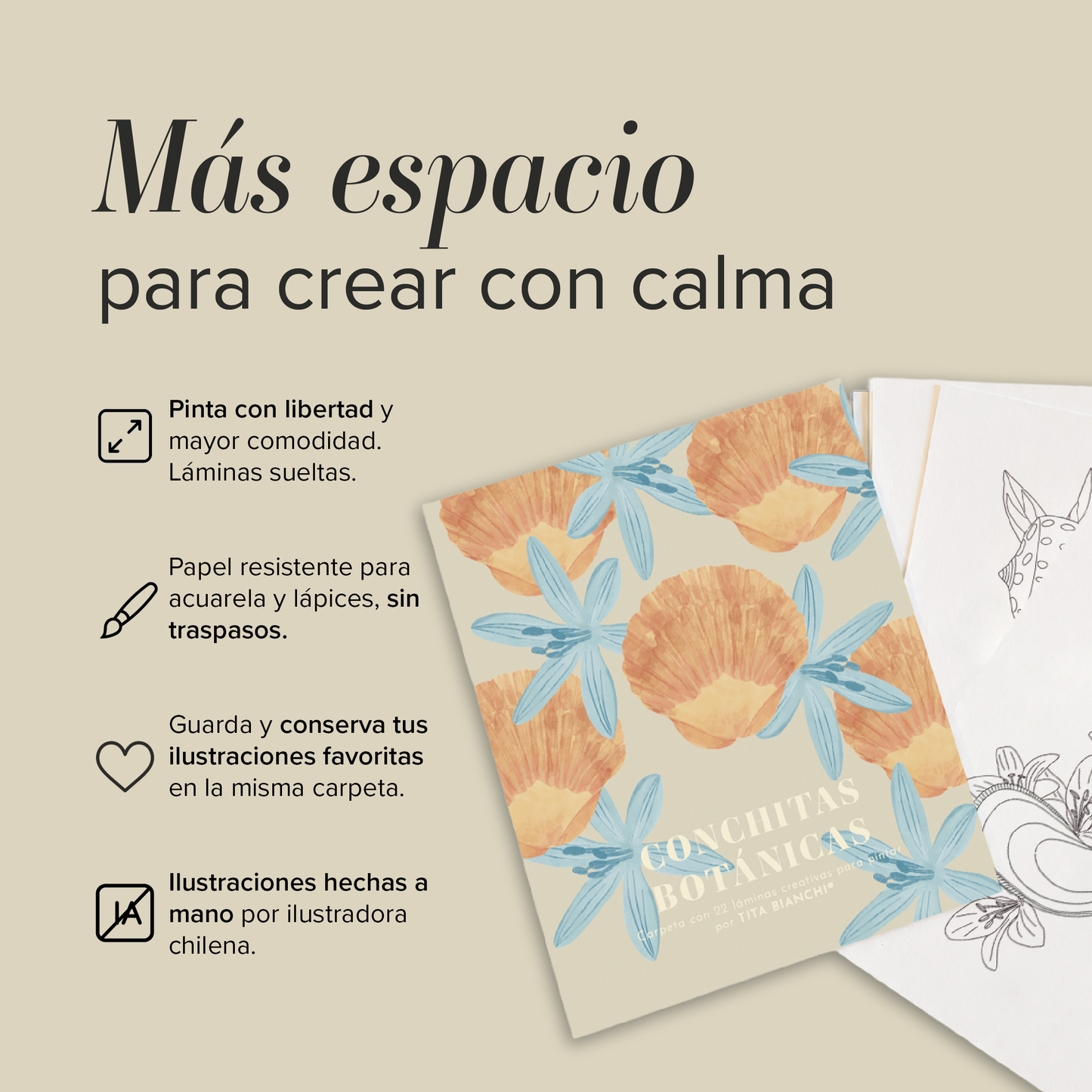 Carpeta Conchitas Botánicas con 22 láminas para pintar