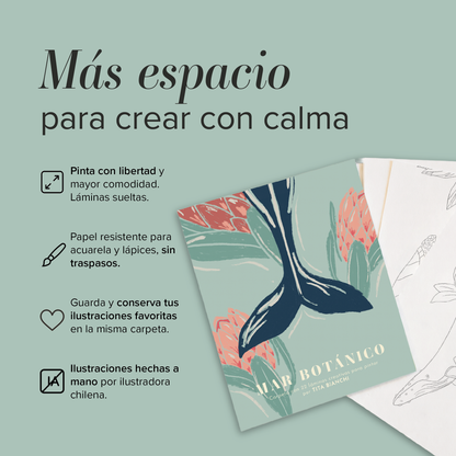 Carpeta Mar Botánico con 22 láminas para pintar