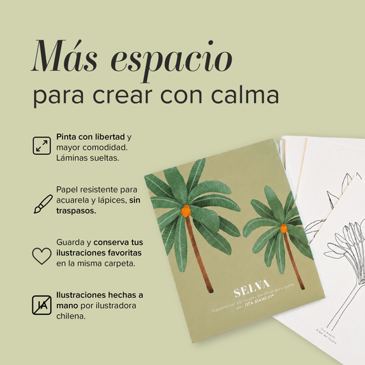Carpeta Selva con 22 láminas para pintar