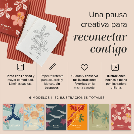 Carpeta Mar Botánico con 22 láminas para pintar