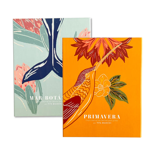 Kit Cajas con láminas para pintar modelos Primavera + Mar Botánico