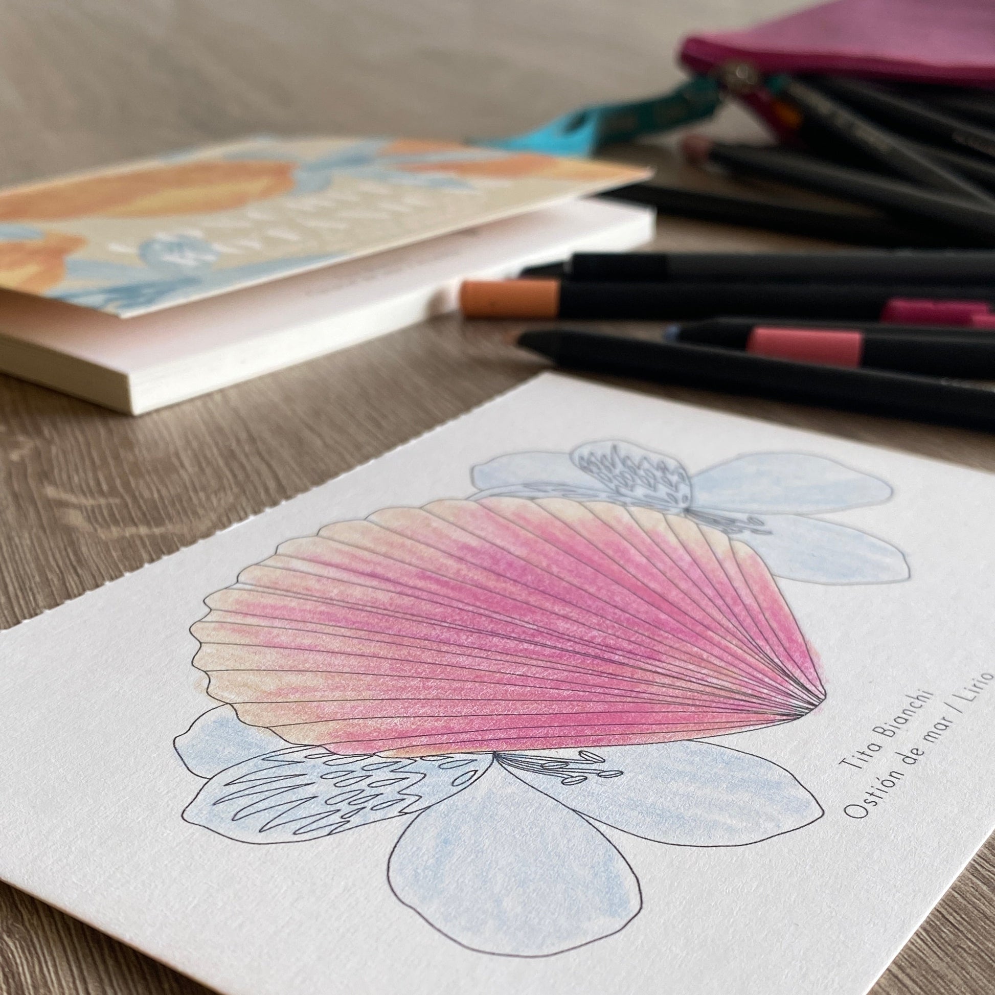 pintar con lápices de colores y lápices de palo, libro para pintar con motivos marinos