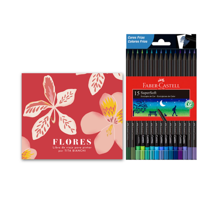 Pack Libro para pintar + Lápices supersoft Faber Castell