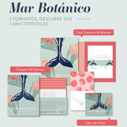 Caja Creativa Mar Botánico con 44 láminas para pintar