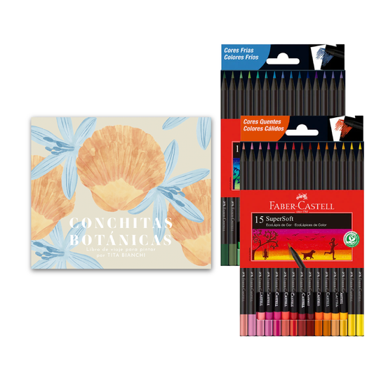 Pack Libro para pintar + 2 cajas de Lápices supersoft Faber Castell