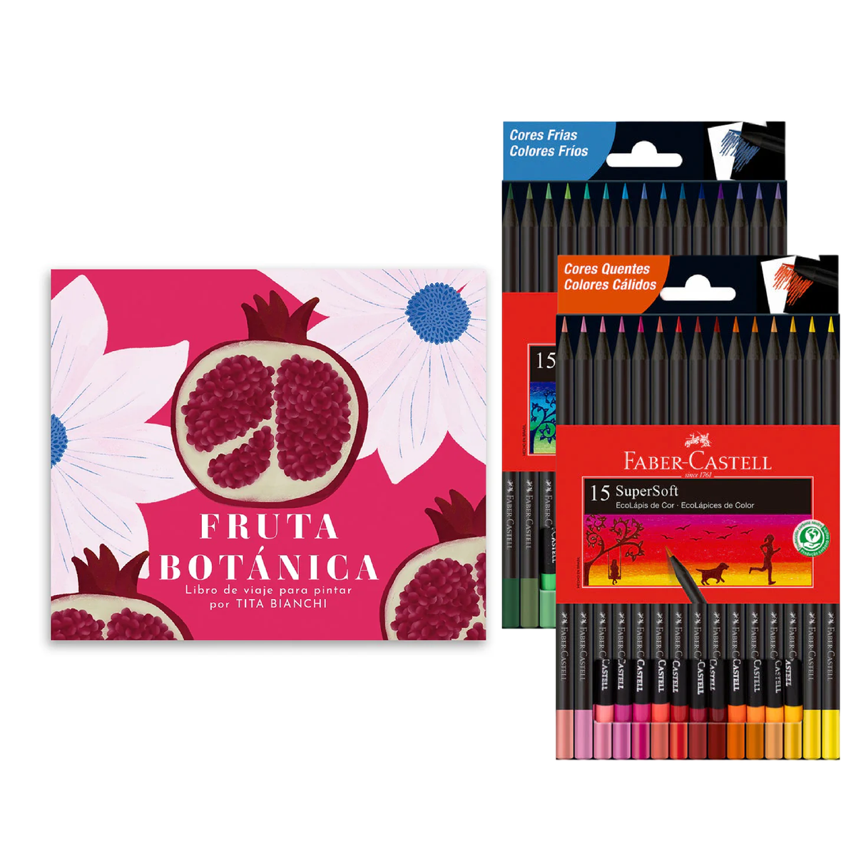 Pack Libro para pintar + 2 cajas de Lápices supersoft Faber Castell