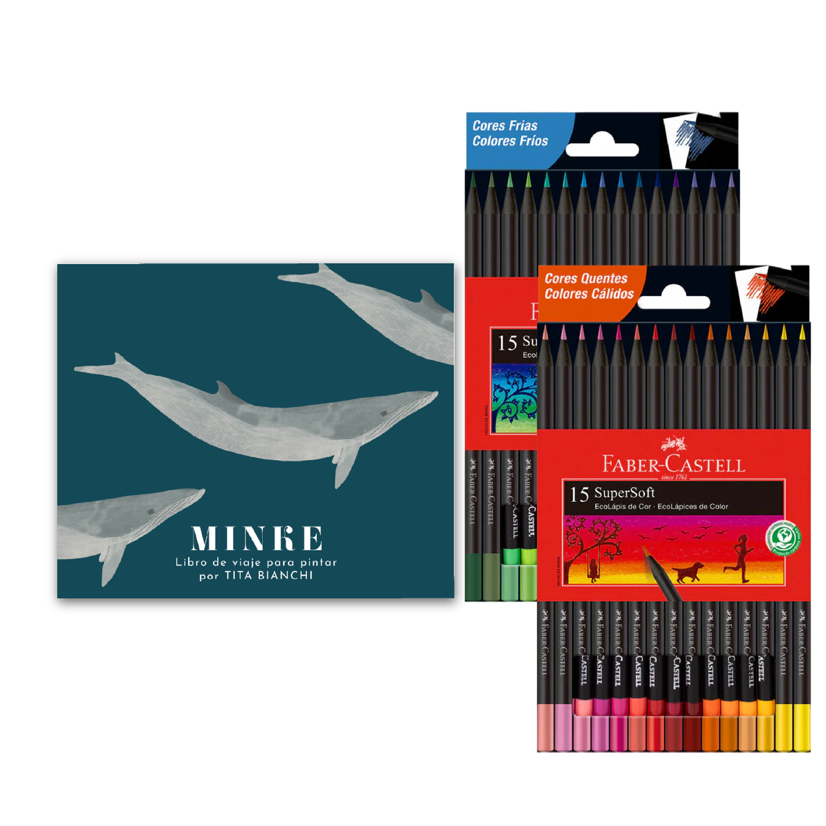Pack Libro para pintar + 2 cajas de Lápices supersoft Faber Castell