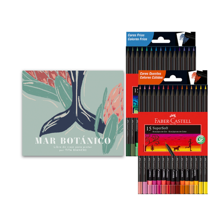 Pack Libro para pintar + 2 cajas de Lápices supersoft Faber Castell
