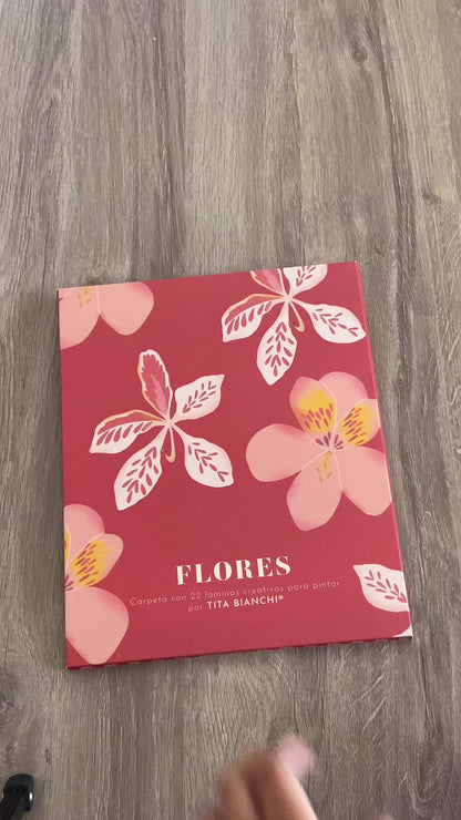 Carpeta Flores con 22 láminas para pintar