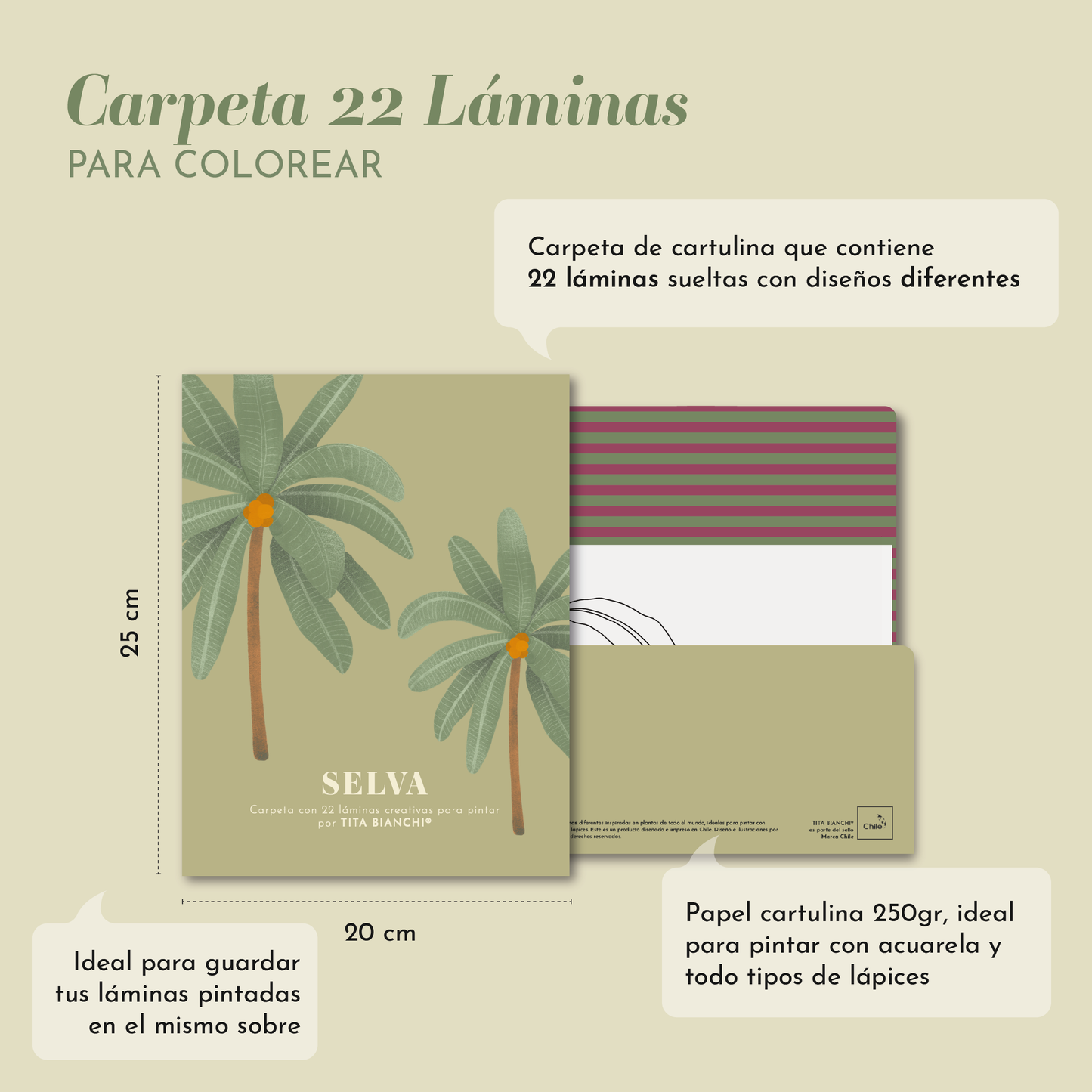 Carpeta Selva con 22 láminas para pintar