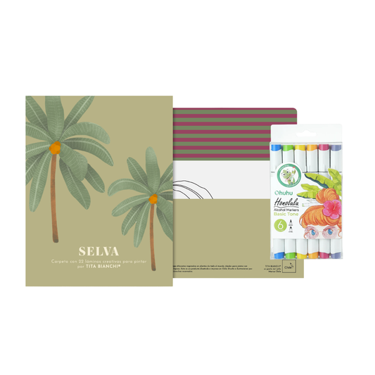 Pack Carpeta con 22 láminas para pintar + Marcadores Ohuhu